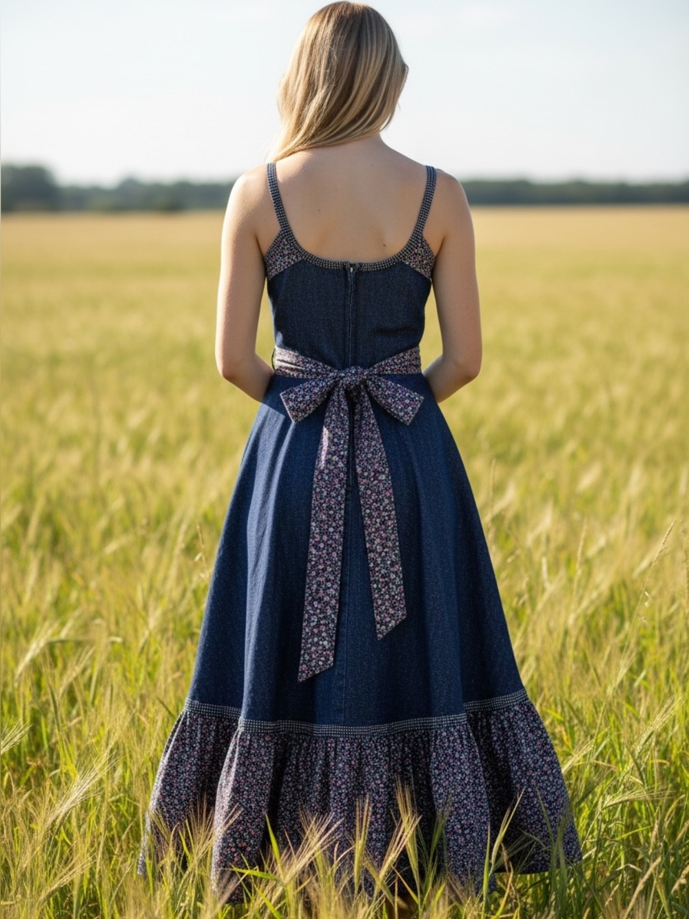 DENIM Gunne Sax Shamash and Yofi Label Corset Prairie Sun Dress / XS XXS / NWT - Picture 4 of 12